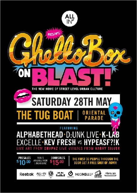 Live Art – Ghetto Box on Blast – The Tug Boat – NZ