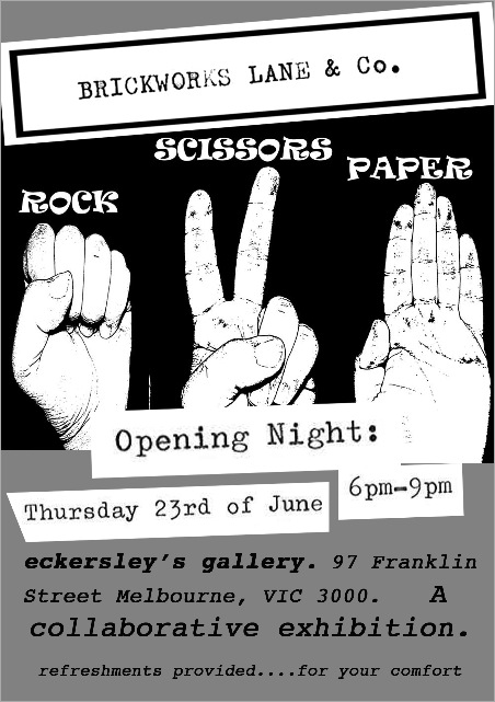 Exhibition – Paper, Scissors, Rock – Eckersley’s Gallery – Melbourne