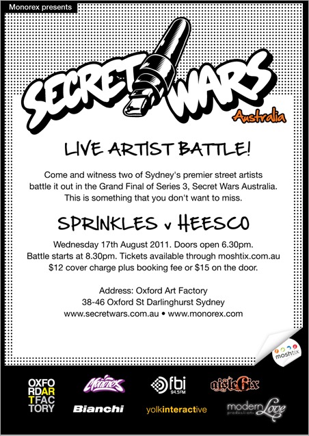 Live Art – Secret Wars Grand Final – Sydney