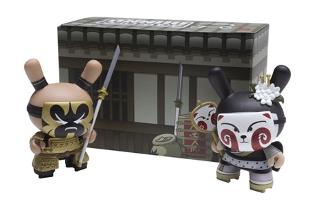 Gold Life Black Kabuki & Kitsune 3” Dunny 2 Pack by Huck Gee 1