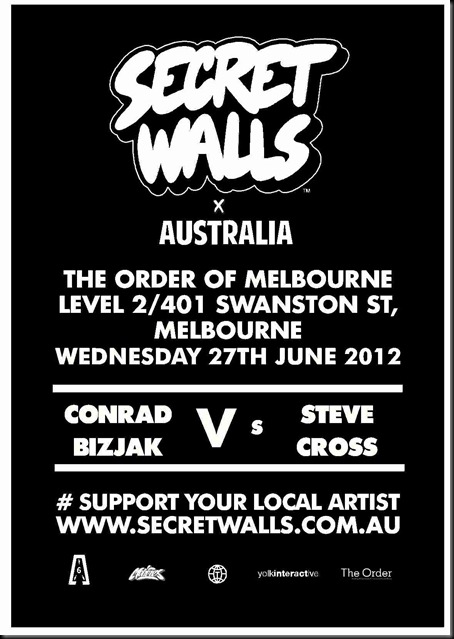 Event & Live Art – Secret Walls Melbourne Round #2 – Conrad Bizjak vs Steve Cross