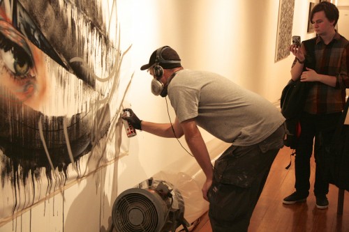 DVATE - Collab piece - Painting live at Metro Gallery